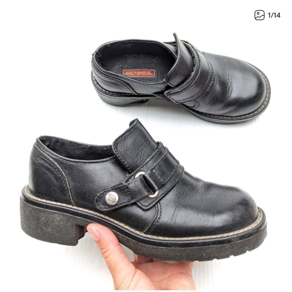 HARLEY DAVIDSON women's Chunky Chonky Platform Black Buckle Loafers